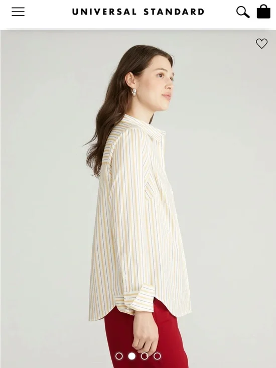 Universal Standard x Henning Madison Shirt in Yellow Stripe- Size M (18-20) - Picture 3 of 3